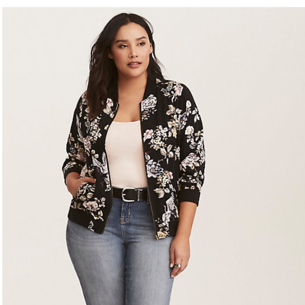 Twill floral bomber jacket